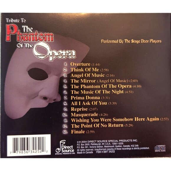 Tribute To The Phantom Of The Opera CD By The Stage Door Players 37265cd - Picture 2 of 2